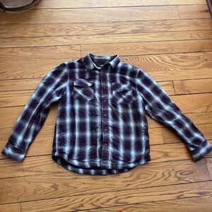 Prana Cotton Button Down Shirt Heavy Purple plaid (Rare) - S
